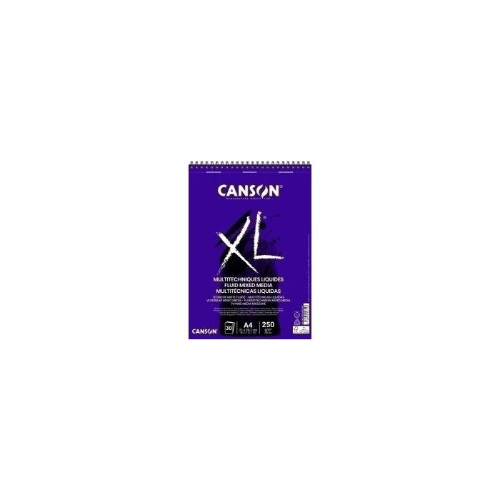Canson XL Mix Media Fluido Album Espiral de 30 Hojas A4 - 250g - Grano Fino - Color Blanco