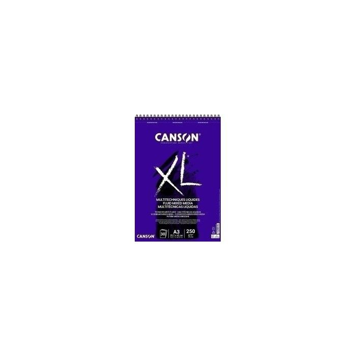 Canson XL Mix Media Fluido Album Espiral de 30 Hojas A3 - 250g - Grano Fino - Color Blanco