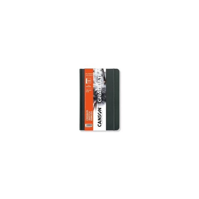Canson Graduate Sketch Cuaderno con 60 Hojas - 14x21.6cm - 120g - Grano Fino - Tapa Dura - Color Blanco