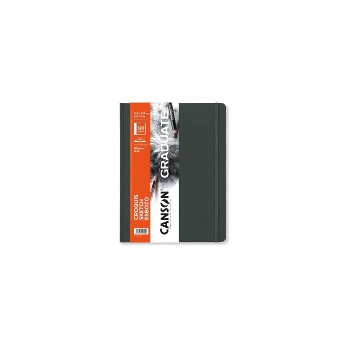 Canson Graduate Sketch Cuaderno con 60 Hojas - 21.6x27.9cm - 120g - Grano Fino - Tapa Dura - Color Blanco