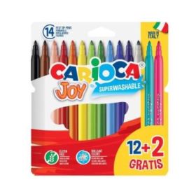 Carioca Joy Superlavables Pack de 12+2 Rotuladores - Punta 2.8mm Bloqueada - Capuchon Ventilado - Colores Surtidos