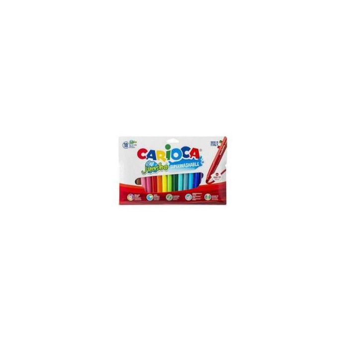 Carioca Jumbo Pack de 18 Rotuladores - Punta 6mm - Superlavable - Colores Surtidos