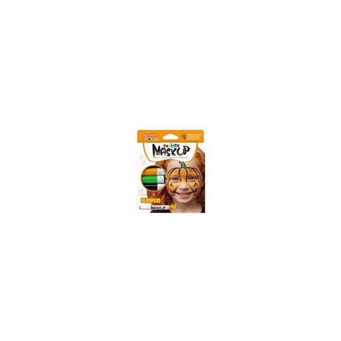 Carioca Mask Up Pumpkin Pack de 3 Colores para la Piel - Colores Brillantes - Lavables - Base Agua - Incluye Dos Tutoriales Paso a Paso - Colores Naranja, Verde y Negro