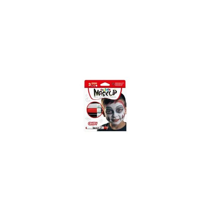Carioca Mask Up Creepy Pack de 3 Colores para la Piel - Colores Brillantes - Lavables - Base Agua - Incluye Dos Tutoriales Paso a Paso - Colores Blanco, Rojo y Negro