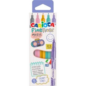 Carioca Fineliner Music Pack de 5 Rotuladores - Punta Blanca de Acetal 0.5mm - Colores Surtidos