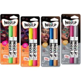 Carioca Mask Up Metallic & Neon Pack de 12 Blisters con 2 Lapices cada Uno - Brillantes y Lavables - Base Agua - Se Pueden Mezclar - Colores Metalicos y Neon