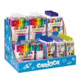 Carioca Fineliner Expositor con 50 Packs Surtidos de Rotuladores Fineliner - Punta Blanca de Acetal 0.5mm - Colores Surtidos