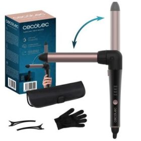 Cecotec SurfCare TwistWaves Rizador de 25mm - Codo de 90° - Guante Termico y Estuche - Ceramico - Temperatura de 140 a 200°C - Cable 360º - Kit Completo con Clips - Color Negro y Rosa