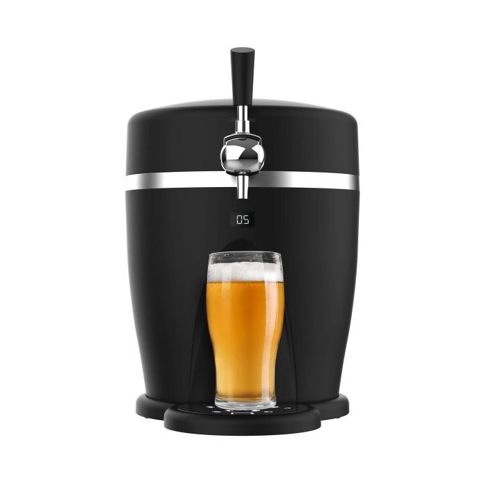 Cecotec BeerFlow 5000 Dispensador de Cerveza - 60W - Temperatura Ajustable de 3 a 6°C - Compatible con Barriles de 5L - Bandeja y Asa Extraibles - Indicador LED - Pies Antideslizantes - Color Negro