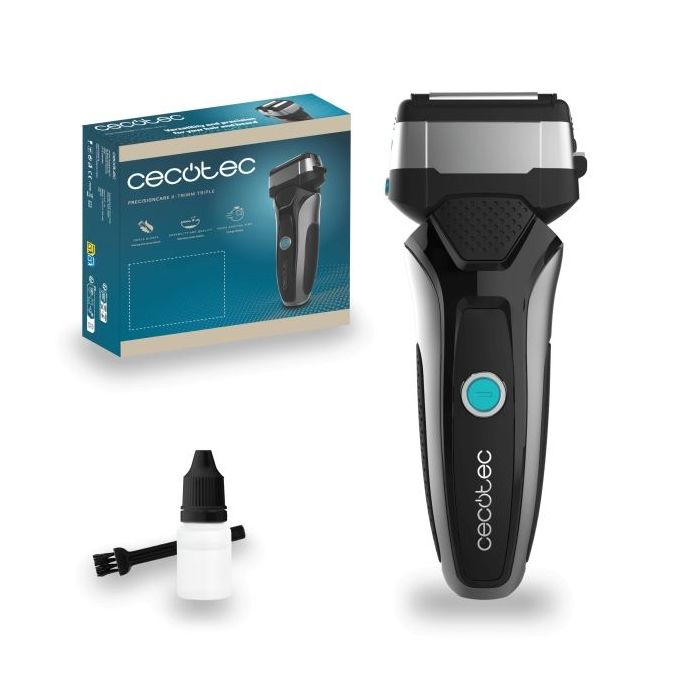 Cecotec PrecisionCare X-Trimm Afeitadora Inalambrica - 3 Cuchillas de Acero Inoxidable - Autonomia 60min - IPX6 - Pantalla de Control - Protector de Seguridad - Cuchillas Extra Anchas - Color Negro