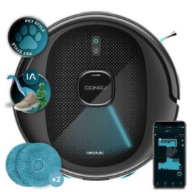 Cecotec Conga 9990 AI Spin Revolution Ultra Power Robot Aspirador 4 en 1 - 10kPa - Navegacion Laser - Autonomia 240min - Mopas Giratorias - Deteccion Alfombras - Cepillo Antienredos - Color Negro
