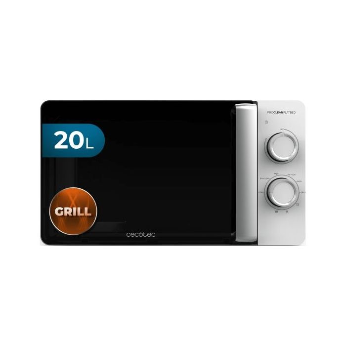 Cecotec Proclean 3110 Flatbed Microondas sin Plato - Potencia de 700W - Capacidad de 20L - Grill de 800W - Revestimiento Ceramico - Temporizador - Elegante - Color Negro