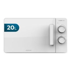 Cecotec Proclean 3020 Flatbed Microondas sin Plato - Potencia de 700W - Capacidad 20L - Revestimiento Ceramico - Temporizador 30min - Tecnologia 3Dwave Envolvente - Elegante - Color Blanco