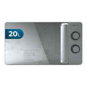 Cecotec Proclean 3060 Flatbed Mirror Microondas sin Plato - 700W - Capacidad de 20L - Revestimiento Ceramico - Temporizador - Espejo Metalizado - Tecnologia 3Dwave Envolvente - Acero Inoxidable