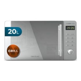 Cecotec Proclean 5120 Flatbed Inox Microondas sin Plato - Potencia de 700W - Capacidad de 20L - Grill de 800W - Revestimiento Ceramico - Pantalla LED - Elegante - Acero Inoxidable