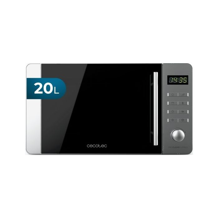 Cecotec Proclean 5010 Flatbed Inox Microondas sin Plato - Potencia de 700W - Capacidad de 20L - 8 Programas Preconfigurados - Revestimiento Ceramico - Temporizador - Elegante - Color Negro