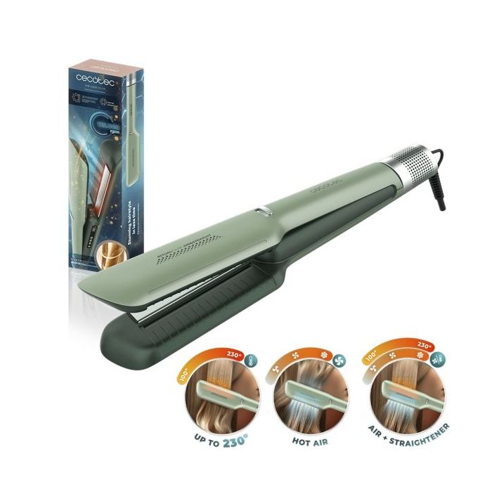 Cecotec RitualCare Air Lisse Blue Plancha de Pelo con Aire - 3 Modos de Uso - Temperatura Ajustable - Tecnologia Ionica - Motor Silencioso sin Escobillas - Filtro Extraible - Color Verde