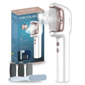 Cecotec SkinCare Steam Silky Lima Electrica para Pies - Funcion Vapor Ajustable - 3 Cabezales Extraibles - Uso Inalambrico - IPX7 - Rascador Adicional - Deposito Imantado - Color Blanco y Rosa