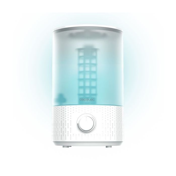 Cecotec BreezeCare 2500 Light Humidificador de Aire - Capacidad 2.5L - Humidificacion de 250 ml/h - Control Ajustable de Vapor - LED - Limpieza Facil - Cobertura hasta 30m2 - Uso Seguro - Color Blanco