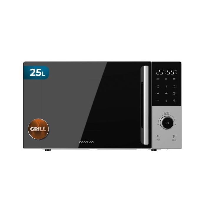 Cecotec Proclean 2500 Microondas - Potencia de 850W - Capacidad de 25L - y Grill 1200W - 8 Programas Preconfigurados - Plato de 315mm - Temporizador de 60min - Cerradura de Seguridad - Color Negro