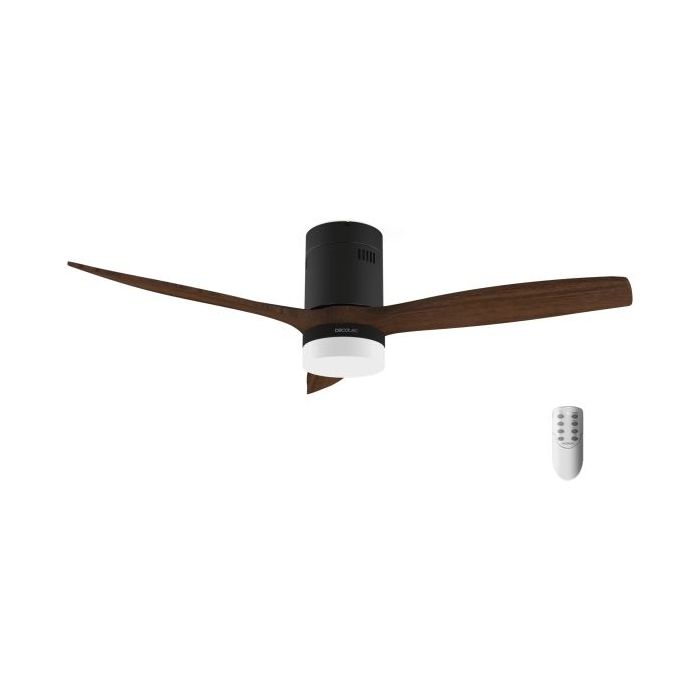 Cecotec EnergySilence Aero 5600 Classic Black Ventilador de Techo con 3 Aspas y Luz Integrada - 40W - Diametro de 52" - 6 Velocidades - Modo Invierno - Temporizador - LED de 18W - Color Negro