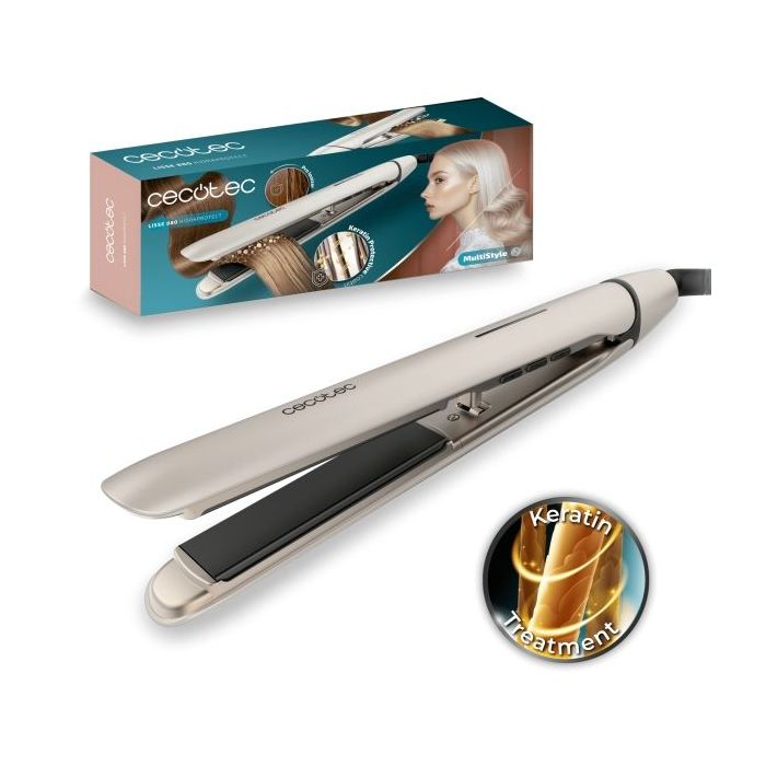 Cecotec Lisse 880 HidraProtect Plancha de Pelo - Cable 360º de 1.6m - Deslizamiento Ultrasuave - Iones Negativos - Placas Flotantes 3D - Temperatura de 160 a 220°C - Color Blanco