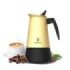 Cecotec Piccolina 600 Cafetera Italiana para 6 Tazas de Acero Inoxidable - Capacidad de 300ml - Junta de Silicona - Compatible con Todo Tipo de Cocinas - Valvula de Seguridad - Color Negro y Amarillo