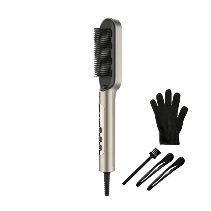Cecotec InstantCare Lisse IonTech Cepillo Alisador - Alisado con Iones - 9 Niveles de Temperatura - Ceramico - Guante y Clips - Control Termico - Seguro y Resistente - Color Blanco