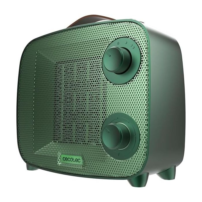 Cecotec ReadyWarm 1550 Ceramic Green Aura Calefactor Ceramico - 1500W - Cobertura hasta 15 M² - Termostato Regulable - 3 Modos de Uso - Estilo Moderno - Triple Sistema de Seguridad - Color Verde