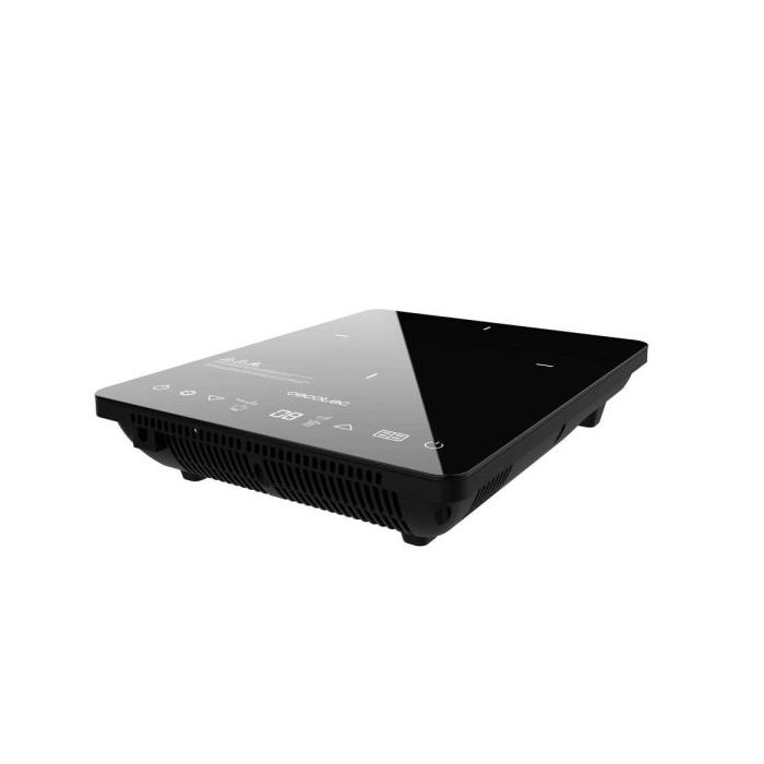 Cecotec Full Crystal Onyx Placa de Induccion Portatil - 2000W - Temperatura de 60 a 260°C - Cristal Esmaltado - Tactil - Temporizador - Diametro hasta 28cm - Regulable - 35x28x7cm - Color Negro