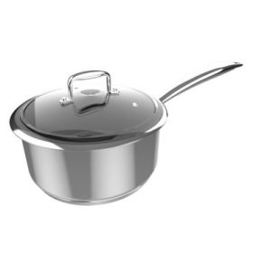 Cecotec Polka Classy Cazo de 16cm de Diametro - Acero Inoxidable 18/10 - Capacidad de 1.3L - Antiadherente - Compatible con Induccion - Tapa de Cristal Templado - Mango Remachado - Horno hasta 230°C