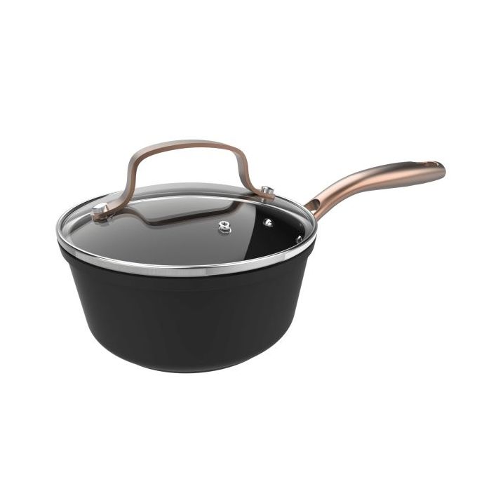Cecotec Polka Fantasy Cazo de 16cm de Diametro - Capacidad 1.3L - Aluminio Forjado - Tapa de Cristal Templado - Antiadherente - Apto para Horno hasta 230°C - Compatible con Induccion - Color Negro