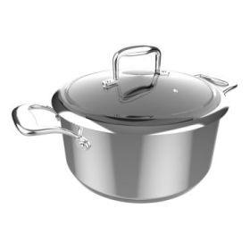 Cecotec Polka Classy Olla de 24cm de Diametro - Capacidad de 4L - Acero Inoxidable 18/10 - Tapa de Cristal y Acero - Revestimiento Antiadherente - Apto para Lavavajillas - Compatible con Induccion