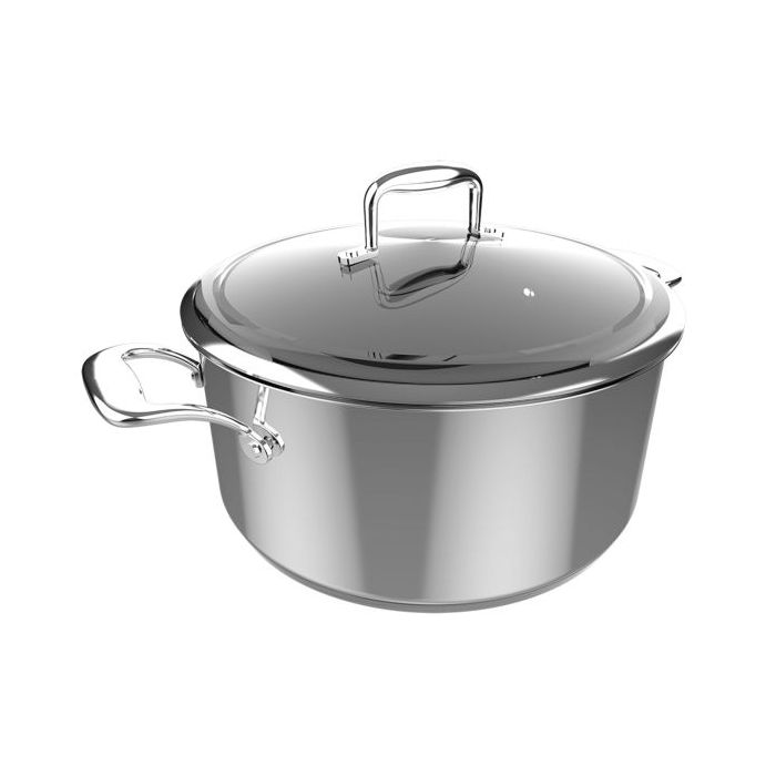 Cecotec Polka Classy Olla de 28cm de Diametro - Capacidad de 7.5L - Acero Inoxidable 18/10 - Asas Remachadas - Tapa de Cristal y Acero - Revestimiento Antiadherente - Compatible con Induccion