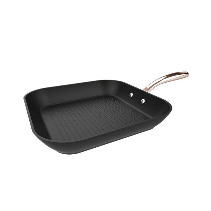 Cecotec Polka Fantasy Grill Golden Sarten Cuadrada de 28cm - Aluminio Forjado - Mango Remachado - Revestimiento Antiadherente - Apto para Horno hasta 230°C - Compatible con Induccion - Color Negro
