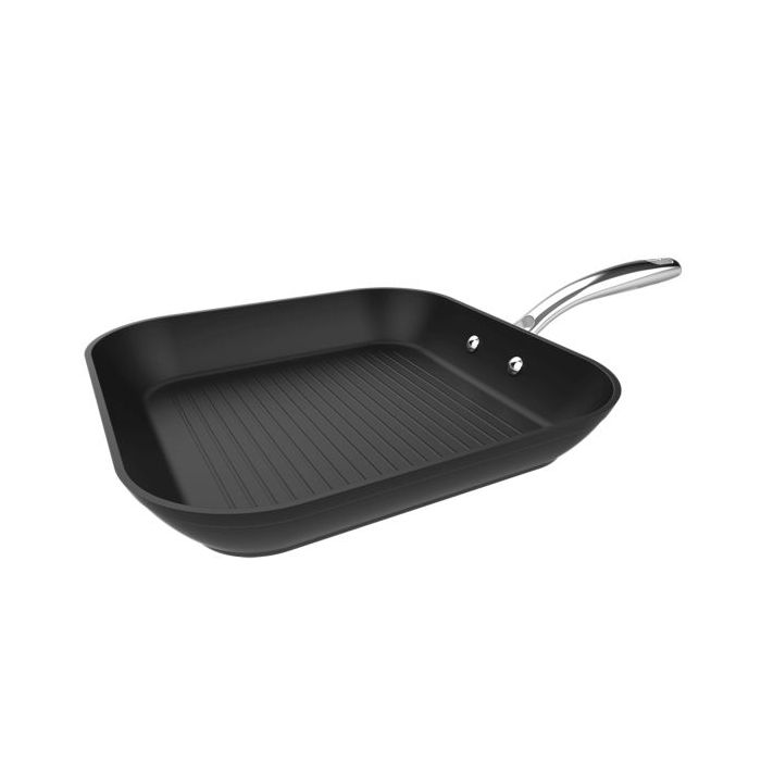 Cecotec Polka Fantasy Grill Silver Sarten Cuadrada de 28cm - Aluminio Forjado - Mango de Acero Inoxidable - Antiadherente - Libre de PFOA - Horno hasta 230°C - Compatible con Induccion - Color Negro