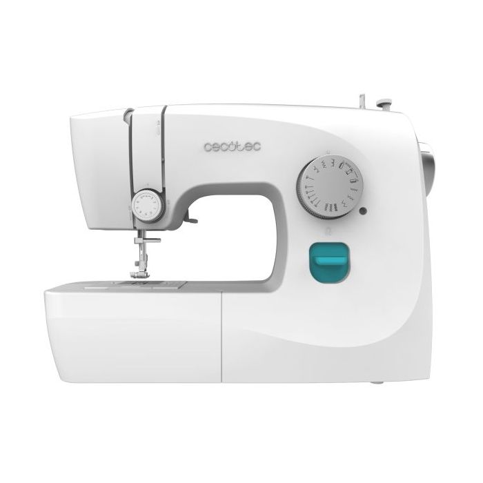 Cecotec BelleCouture 1500 Maquina de Coser para Principiantes - 15 Puntadas Variadas - Ojal Manual en 4 Tiempos - Luz LED Brillante - Brazo Libre y Almacenamiento - Portatil y Ligera - Color Blanco