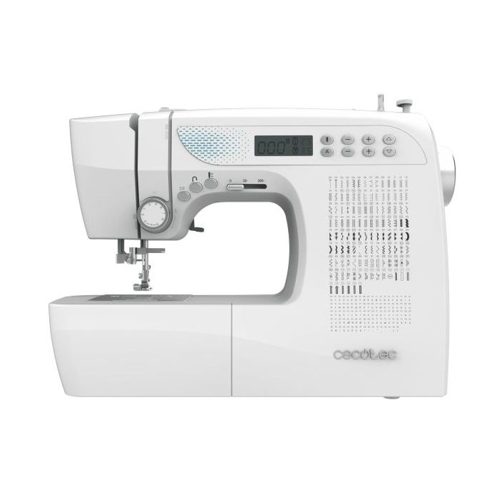 Cecotec BelleCouture 21500 Maquina de Coser Profesional - Pantalla LCD - 215 Puntadas Variadas - Enhebrado Automatico - Luz LED - Doble Elevacion Del Prensatelas - Accesorios Incluidos - Color Blanco