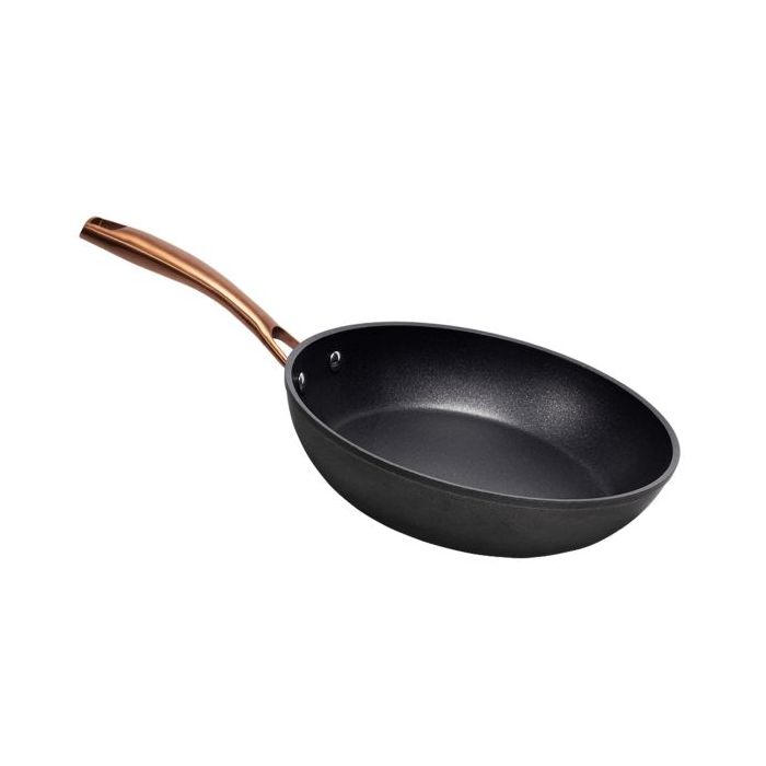 Cecotec Polka Fantasy Golden Sarten de Aluminio Forjado de 24cm - Mango Remachado en Acero Inoxidable - Antiadherente - Apta para Horno hasta 230°C - Compatible con Induccion - Color Negro