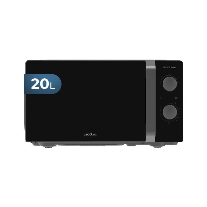 Cecotec Proclean 2010 Inverter Microondas - Potencia de 700W - Capacidad 20L - 5 Niveles de Coccion - Plato de 245mm - Temporizador 30min - Avisador Acustico - Color Negro