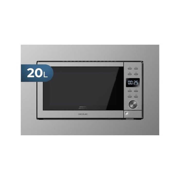 Cecotec GrandHeat 2000 Built-in Microondas Encastrable - 700W - Capacidad 20L - Grill 900W - 9 Funciones Preconfiguradas - Revestimiento Acero Inoxidable - Temporizador 95min - Seguridad Infantil