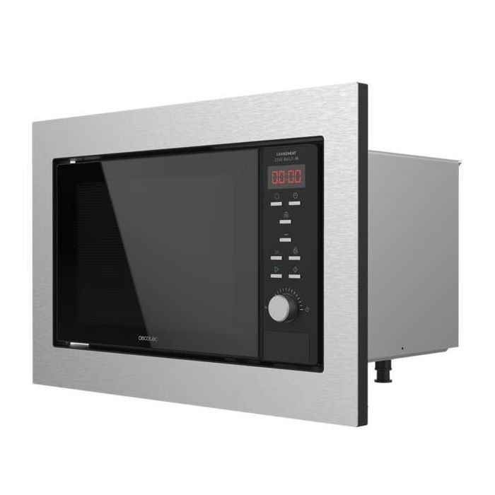 Cecotec GrandHeat 2350 Built-In SteelBlack Microondas Encastrable con Grill 23L 900W - Temporizador - 9 Funciones Preconfiguradas