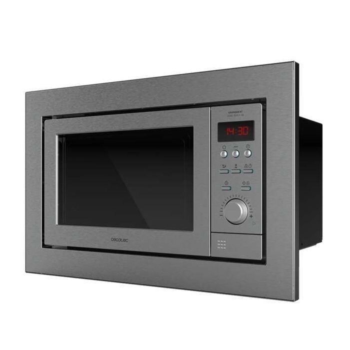 Cecotec GrandHeat 2350 Built-In Steel Microondas Encastrable con Grill 25L 900W - Temporizador hasta 90min - 10 Funciones Preconfiguradas