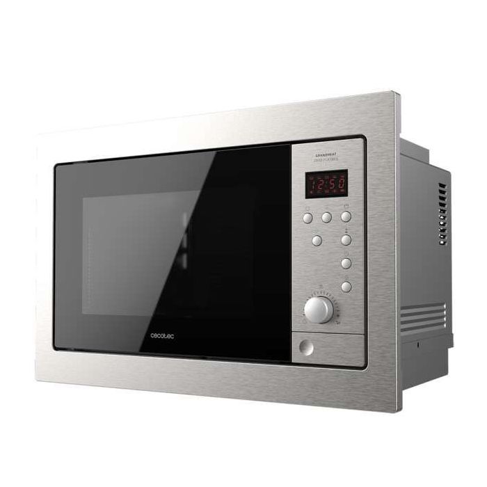 Cecotec GrandHeat 2500 Built-In SteelBlack Microondas Encastrable con Grill 25L 900W - Temporizador hasta 95min - 8 Funciones Preconfiguradas
