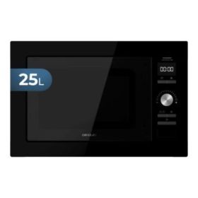 Cecotec GrandHeat 2590 Built-in Microondas Encastrable - 900W - Capacidad 25L - Grill 1000W - 8 Funciones Preconfiguradas - Temporizador - Revestimiento Acero Inoxidable - Color Negro
