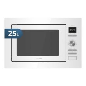 Cecotec GrandHeat 2590 Built-in Microondas Encastrable - 900W - Capacidad 25L - Grill 1000W - 8 Funciones Preconfiguradas - Temporizador - Revestimiento Acero Inoxidable - Bloqueo Infantil - Color Blanco