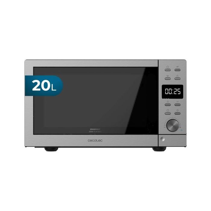 Cecotec GrandHeat 2000 Flatbed Microondas sin Plato - 700W - 6 Niveles - Capacidad 20L - 8 Funciones Preconfiguradas - Revestimiento Ceramico - Temporizador - Bloqueo Infantil - Acero Inoxidable