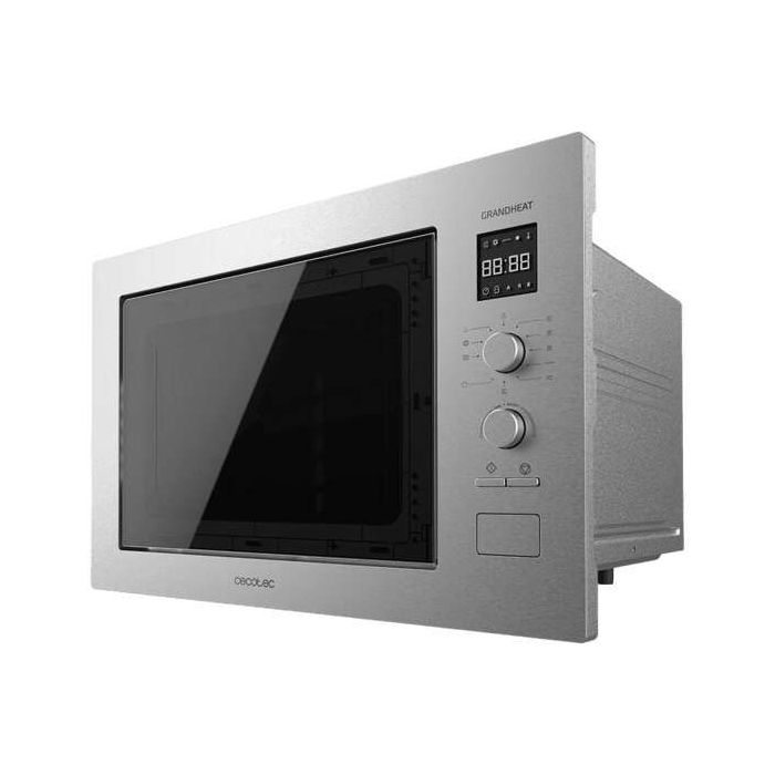 Cecotec GrandHeat 2550 Built-In Steel Microondas Encastrable con Grill 25L 1320W - Temporizador hasta 60min - 8 Funciones Preconfiguradas