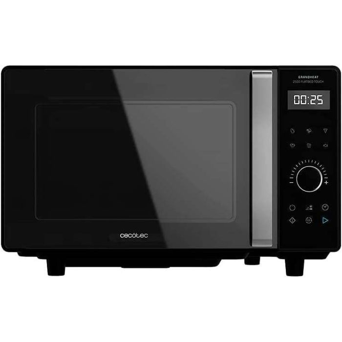 Cecotec GrandHeat 2500 Touch Flatbed Black Microondas sin Plato 25L 800W - Panel de Control Tactil - Temporizador hasta 60min - 8 Funciones Preconfiguradas