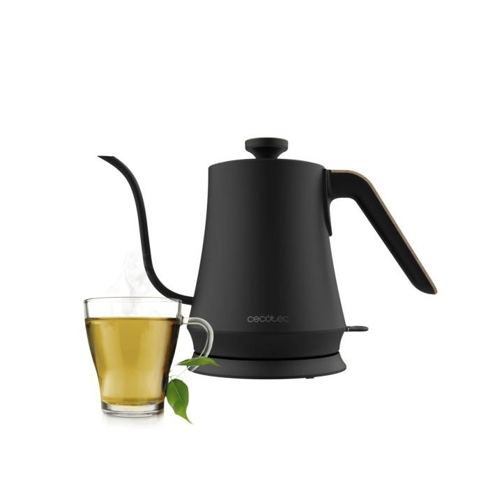 Cecotec Thermosense 500 Cisne Hervidor de Agua Electrico - Potencia de 1200W - Capacidad de 1L - Acero Inoxidable - Cuello de Cisne - Base Giratoria 360º - Apagado Automatico - Color Negro
